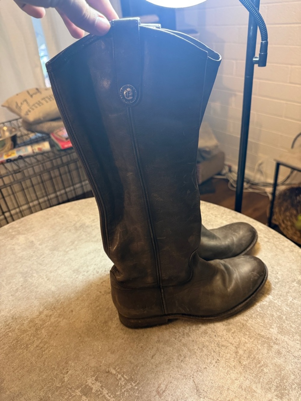 Frye Brown Leather Mid-Calf Riding Boots